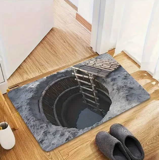 Realistic Optical Illusion Floor Mat with Black Hole Illusion Depth Effect Use Hand Modern Illusion for Entryway Hallway Carpets