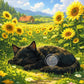 Cute Kittens Various Scenes Poster Funny Baby Cat in Daisy Field Watching Sunset on Beach Sleeping Canvas Print for Home Decor