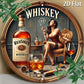 1pc Vintage Whiskey-Themed Round Metal Sign - Female Whiskey Lady & James Bond-Inspired Logo Design, Scotch & Bourbon Art