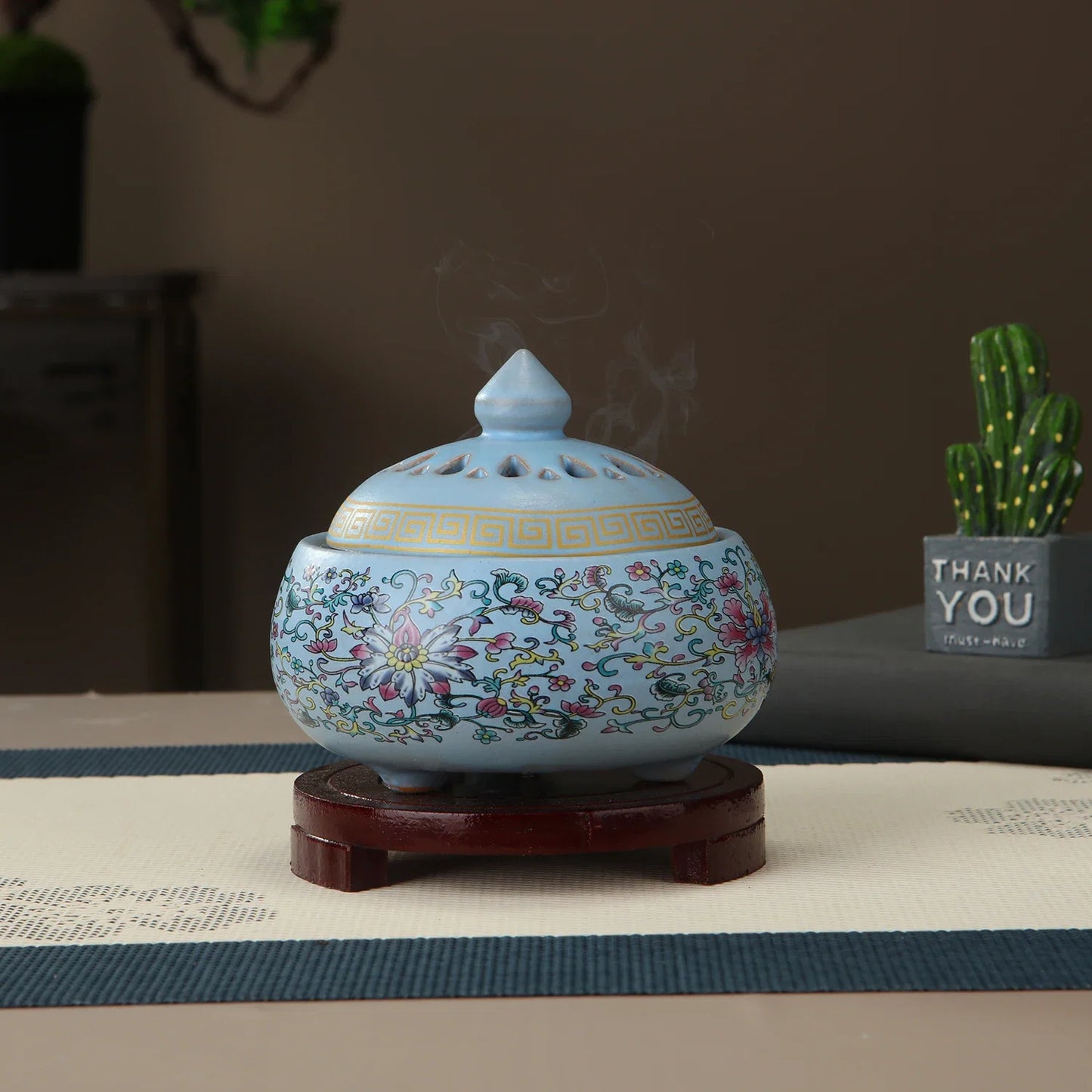 Electronic Incense Burner Ceramic Essential Oil Burner Timing Adjustable Temperature Wax Melter Warmer with USB Plug
