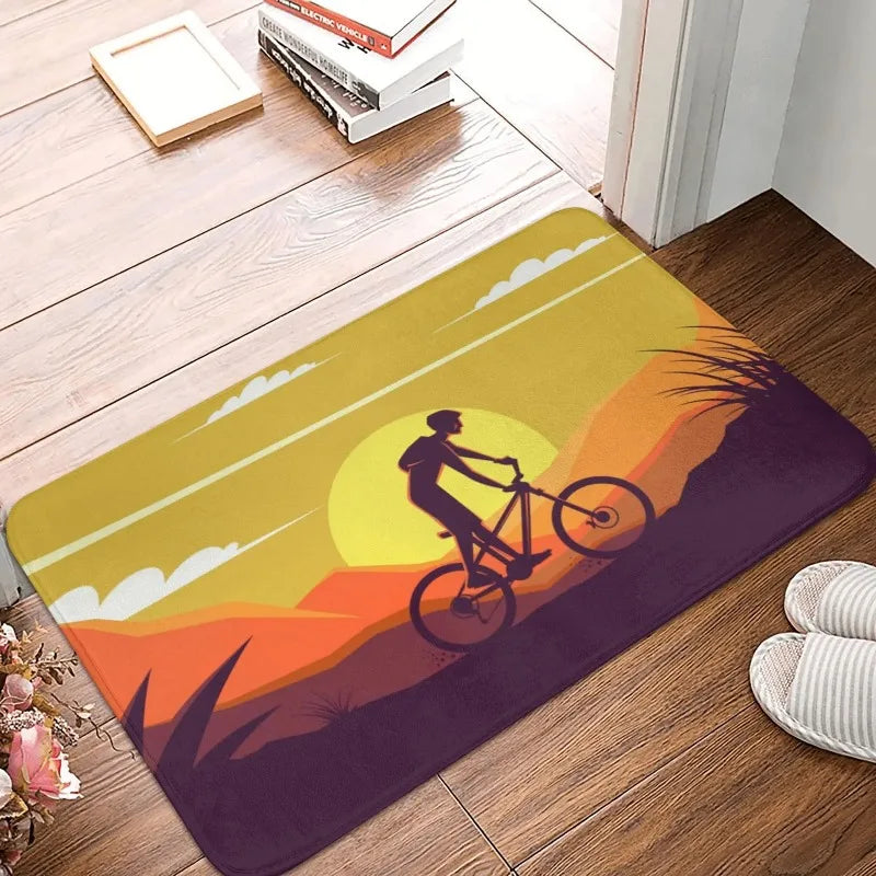 MTB Bike Door Floor Kitchen Bath  Living Room Mat Anti-Slip Outdoor Bicycle Cyclist Biking Doormat Entrance Rug Carpet Footpad