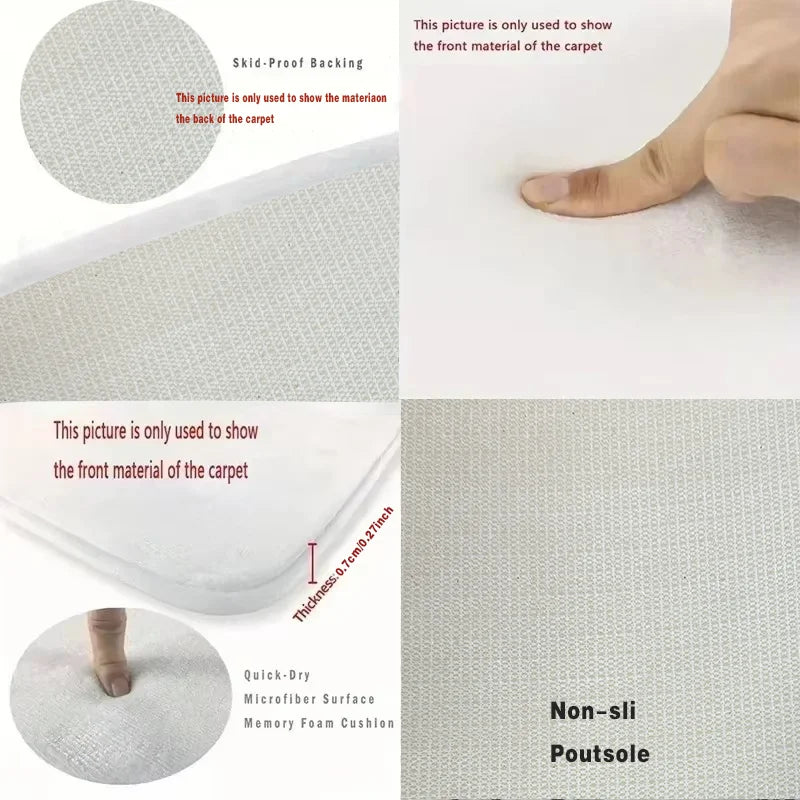 VIKAMA 3D Polyester Bath Mat Anti-Slip Shower Mat, Suitable for Home Bathroom Entrances, Easy to Maintain