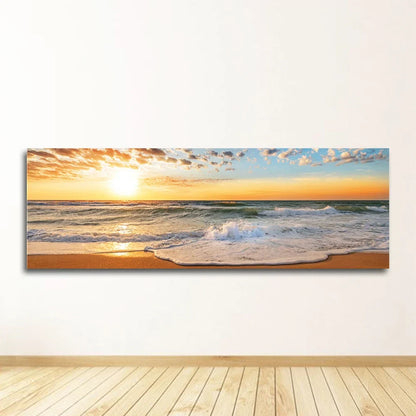 Nature Seascape Posters and Prints Modern Sea Wave Beach Sunset Canvas Painting Wall Art Pictures for Room Decoration