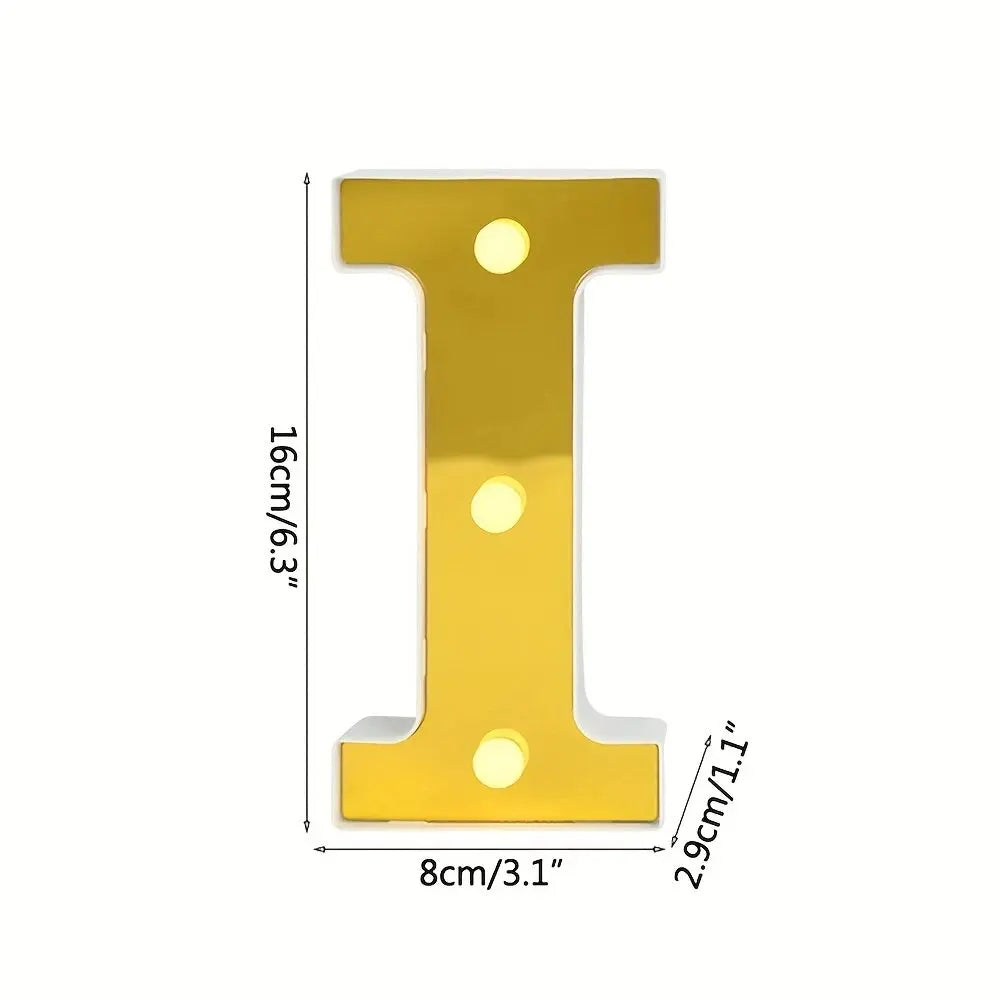 1PC 16cm Golden Numbers&English Led Letter Lights,Battery Powered Decoration Light For Festive,Proposal,Birthday,Wedding,Party