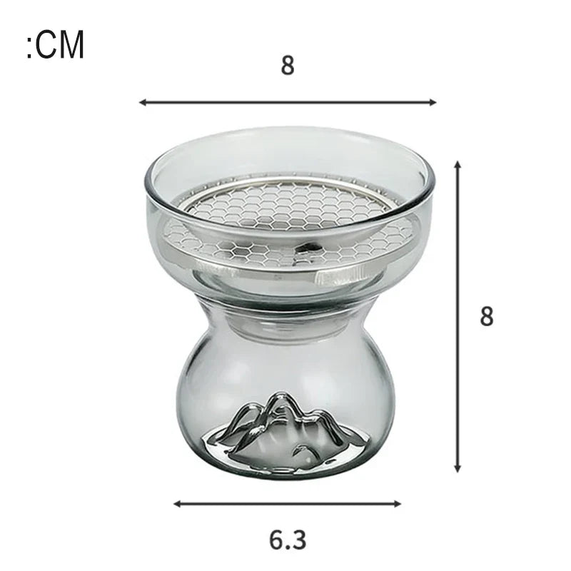 Glass Incense Burner Mountain Incense Holder for Coil Incense and Cone Incense with Glass Ash Catcher for Meditation Yoga Spa