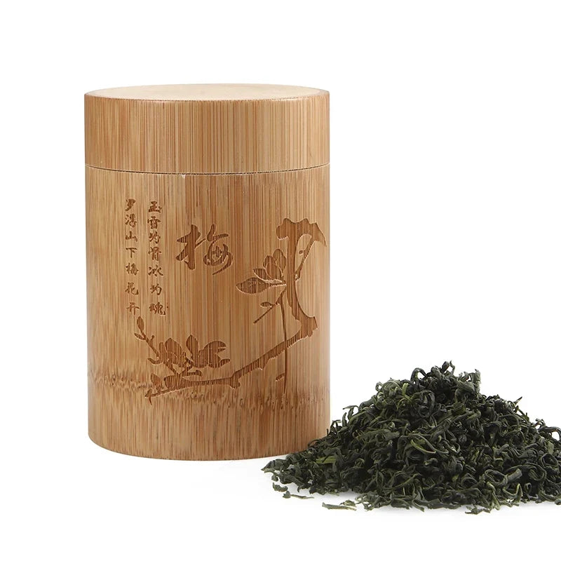Carved Bamboo Tea Storage Box Lid Seal Tea Canister Food Spice Nut Box Organizer Kitchen Storage Jars Accessories