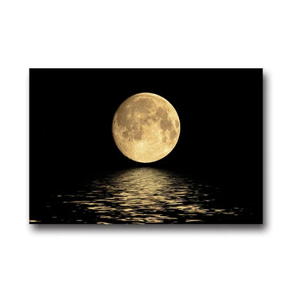 =Abstract Landscape Black and White Moon Modern Wall Art, HD Canvas Print Poster, Home, Living Room, Porch, Room Decoration