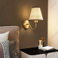 110V/220V Wall Lamp with LED E27 Bulb Fabric Lampshade Wall Sconces for Hotel Bedroom Bedside Living Room Stairs Home Decoration