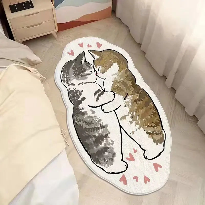Faux Cashmere Cute Cartoon Pet Carpet Home Bedroom Bedside Decorative Floor Mat Anti-slip Dirty Resistant Machine Washable Rug