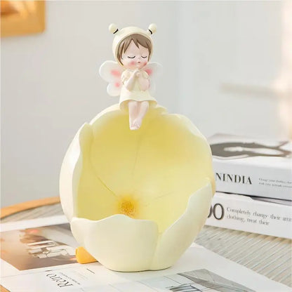 Flower fairy resin ornaments, fun and cute design, can be used to store keys, can also be used to place candy