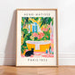 Black cat on toilet, Bathroom wall art, Matisse poster, Funny bathroom decor, Pink tropical decor