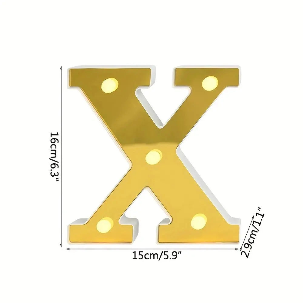1PC 16cm Golden Numbers&English Led Letter Lights,Battery Powered Decoration Light For Festive,Proposal,Birthday,Wedding,Party