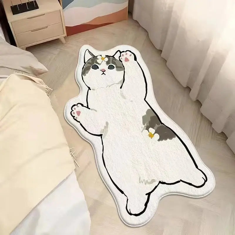 Faux Cashmere Cute Cartoon Pet Carpet Home Bedroom Bedside Decorative Floor Mat Anti-slip Dirty Resistant Machine Washable Rug