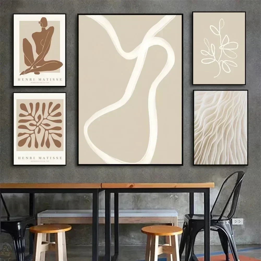 Beige Abstract Wall Decoration Poster _ Interior Wall Decoration Living Room - Paintin Poster