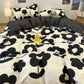 Simple Bedding Set Plaid Sold Color Single Queen Size Duvet Cover No Filling Boys Girls Flat Sheet Pillowcase Kit