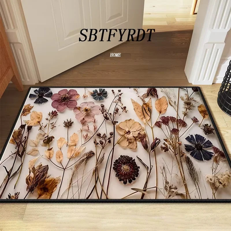 Floral Soft Door Mat Home Carpet Rug