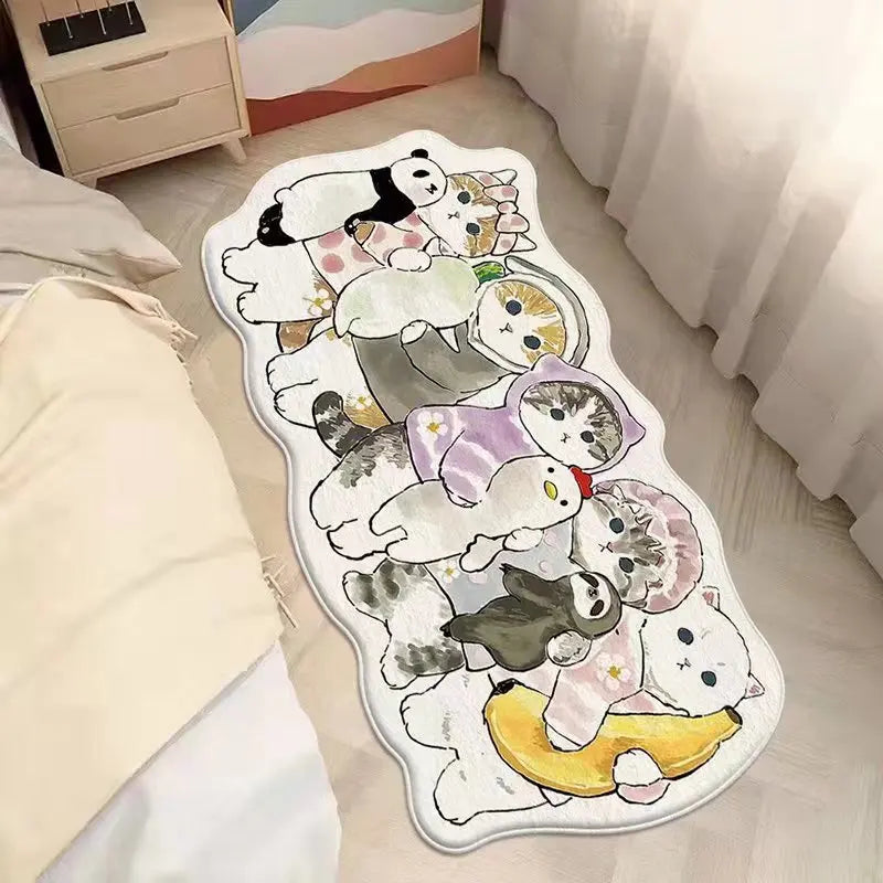 Faux Cashmere Cute Cartoon Pet Carpet Home Bedroom Bedside Decorative Floor Mat Anti-slip Dirty Resistant Machine Washable Rug