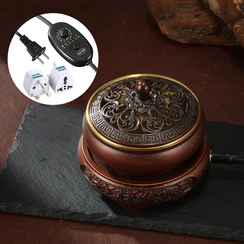 220V Electronic Incense Burner Ceramic Essential Oil Burner Timing Adjustable Temperature Sandalwood Agarwood Incense Burner