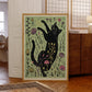 Modern Cute Black Cat With Flowers Lllustration Wall Art Prints Canvas Painting Poster Picture For Living Room Home Decor