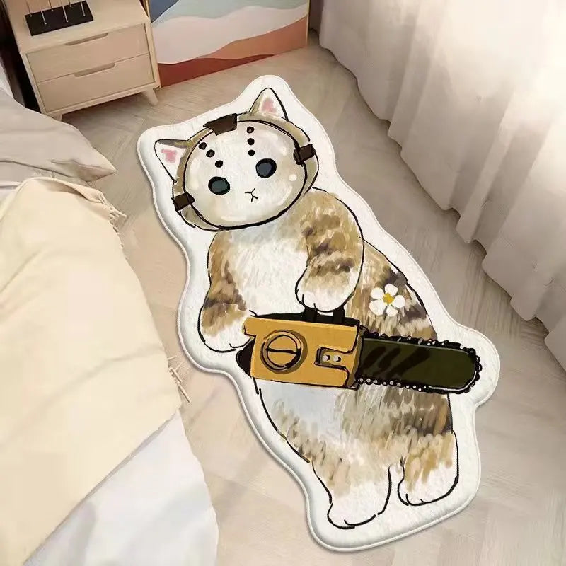 Faux Cashmere Cute Cartoon Pet Carpet Home Bedroom Bedside Decorative Floor Mat Anti-slip Dirty Resistant Machine Washable Rug