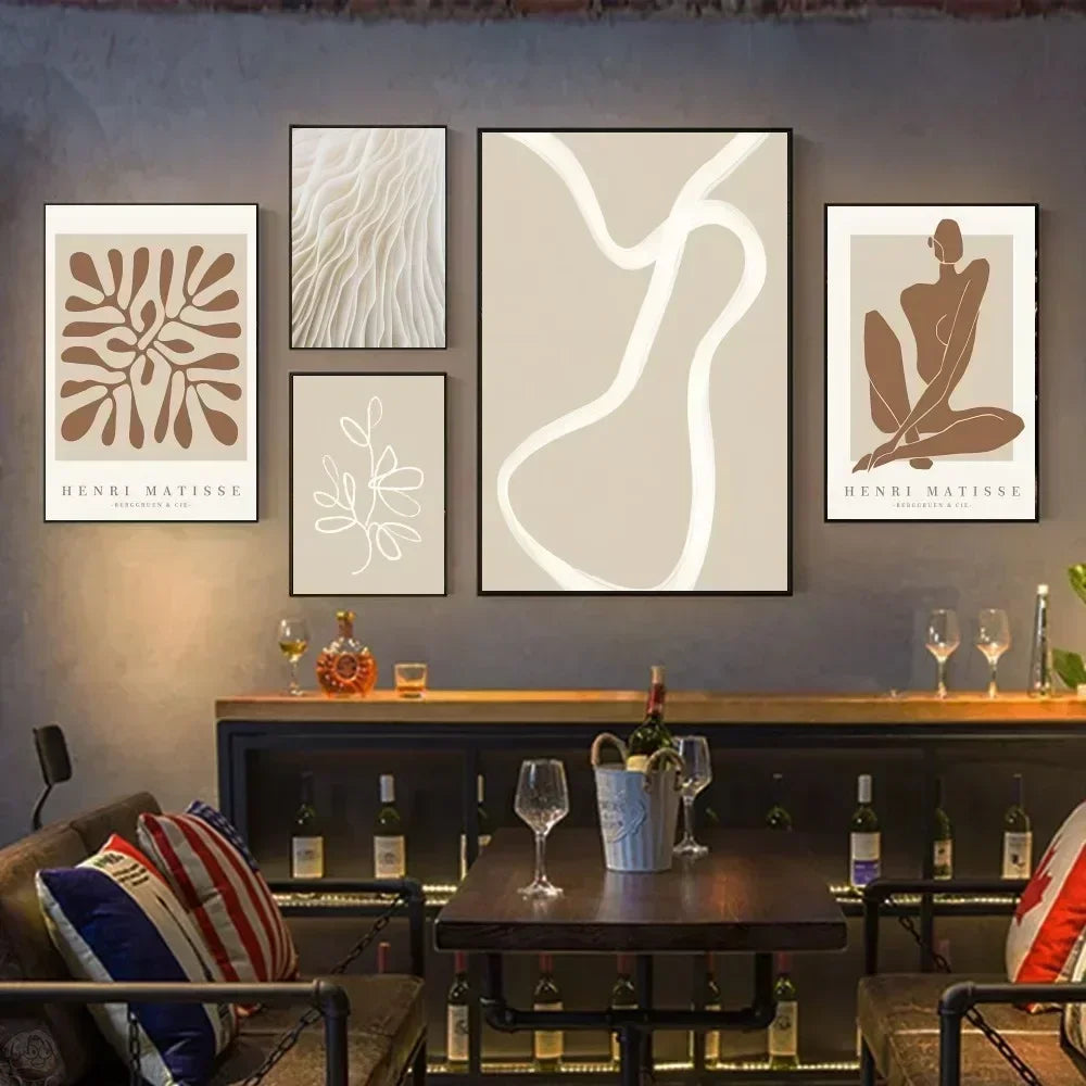Beige Abstract Wall Decoration Poster _ Interior Wall Decoration Living Room - Paintin Poster