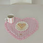 Placemats Dining Table Korean Plaid Heart-shaped Placemat Water Cup Mat Cute Pleated Lace Mat Fabric Coaster Dining Mat