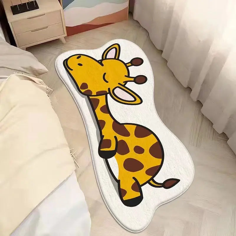 Faux Cashmere Cute Cartoon Pet Carpet Home Bedroom Bedside Decorative Floor Mat Anti-slip Dirty Resistant Machine Washable Rug