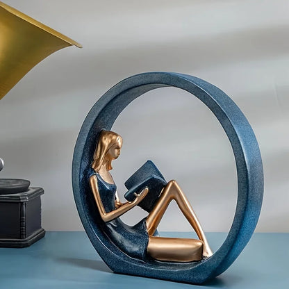 Cross-border yoga reading OK girl, interesting design literary reading girl ornaments living room, entrance, office, study