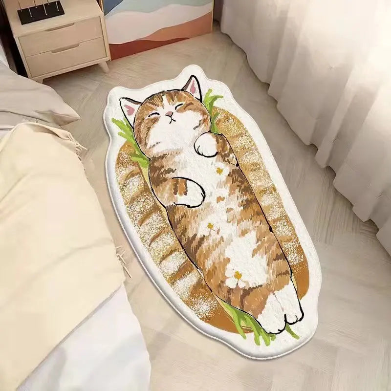 Faux Cashmere Cute Cartoon Pet Carpet Home Bedroom Bedside Decorative Floor Mat Anti-slip Dirty Resistant Machine Washable Rug