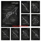 Weapons Blueprint Poster Black Board Guns Blueprint Wall Art Canvas Painting Military Enthusiast Home Room Wall Decor Gunfight