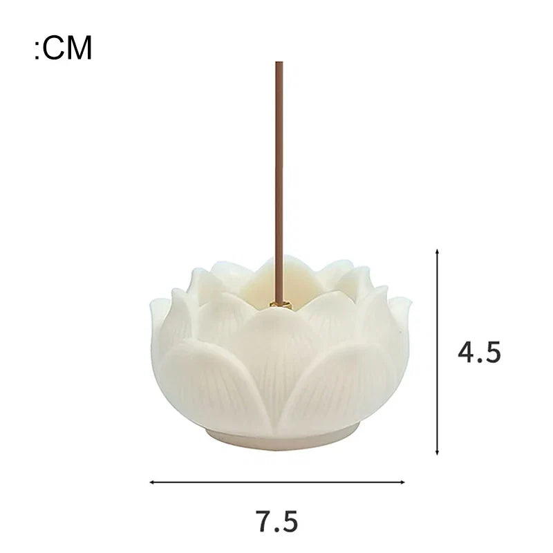 Ceramic Lotus Incense Burner Brass Gourd-shape Incense Holder Incense Stick Holder for Yoga Meditation Spa Home Decor