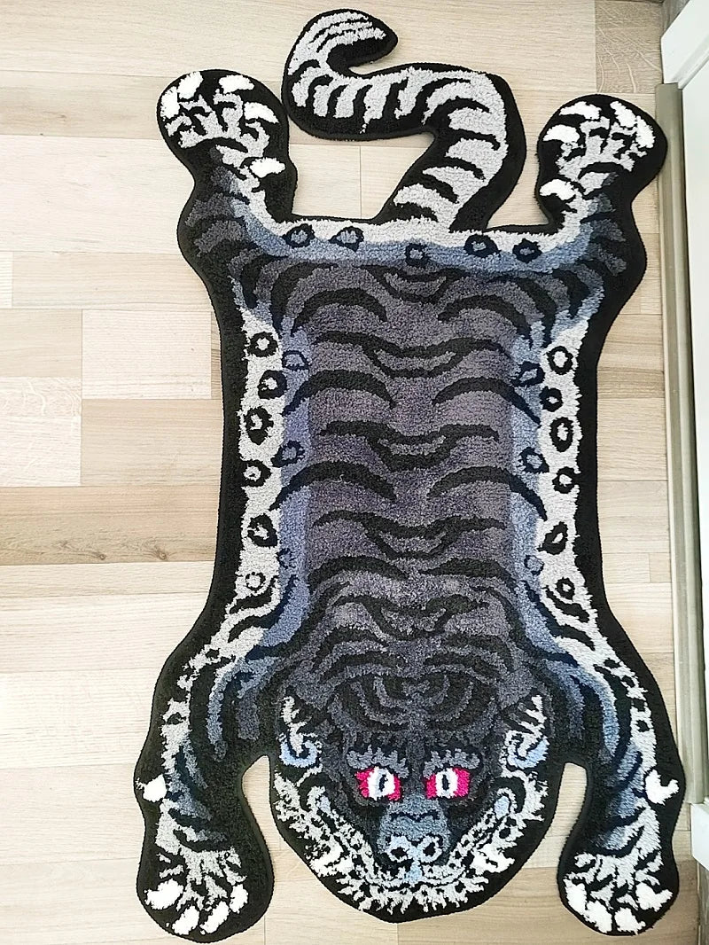 VIKAMA Bionic Tiger Patterned Rug - Exclusive Shaped Mat, Ideal for Living Room & Bedroom Decor, Must - Have Carpet