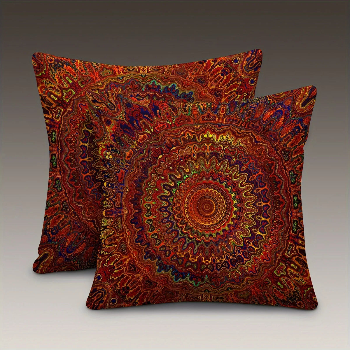 VIKAMA Red Dreamy Golden Mandala Bohemian Style Pillowcase, Modern Style Bedroom And Living Room Home Decoration