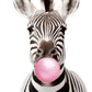 Cute Pink Panda Giraffe Bunny Cheetah Zebra Blowing Bubble Gum Poster Nursery Canvas Painting for Kids Room Animal Print Decor