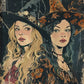 Witch Magical Art Print Witch with Full Moon Wall Decor Darkness Witches Painting Wall Decor Canvas Poster Dark Romantic Decor