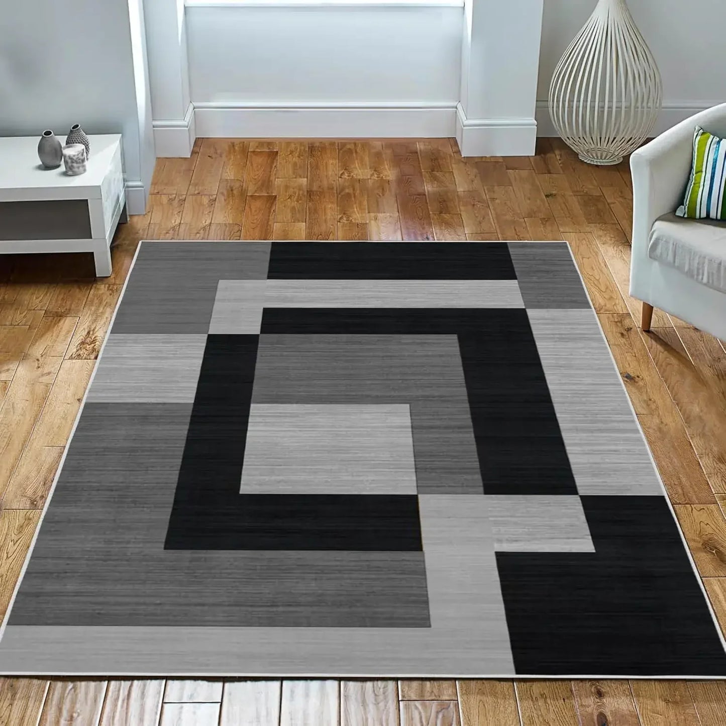 VIKAMA Geometric Style Living Room Carpet, Durable And Slip-Resistant Sofa, Coffee Table Rug, Bedroom Floor Mat, Home Decoration