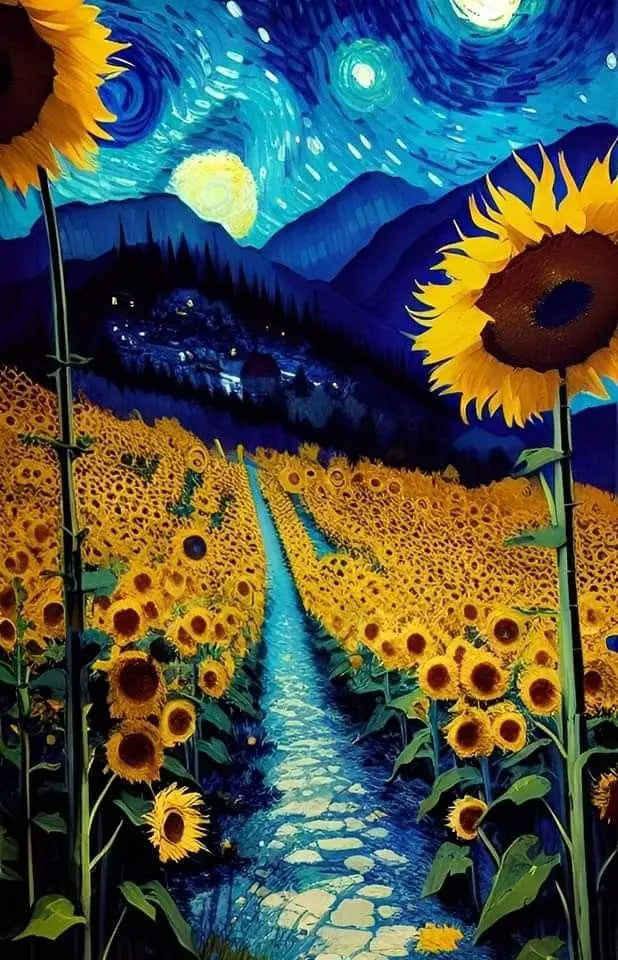 Van Gogh Sunflower Flower Starry Sky Art Pictures Poster Printing Oil Painting Canvas Painting For Modern Home Decor Gift