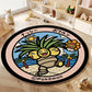 VIKAMA Cartoon Round Carpet Gaming Computer Chair Floor Mat Girly Room Mat Bedroom Carpet Stain Resistant Home Decoration