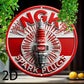 2D Flat, NGK Spark Plugs Aluminum Wall Sign, Retro 2D Round Metal Tin Plaque, Pre-Drilled, Waterproof, Weather-Resistant