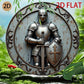 Medieval Knight Metal Wall Art, 3D Shield Spear Round Aluminum Decor for Home Bar Garden