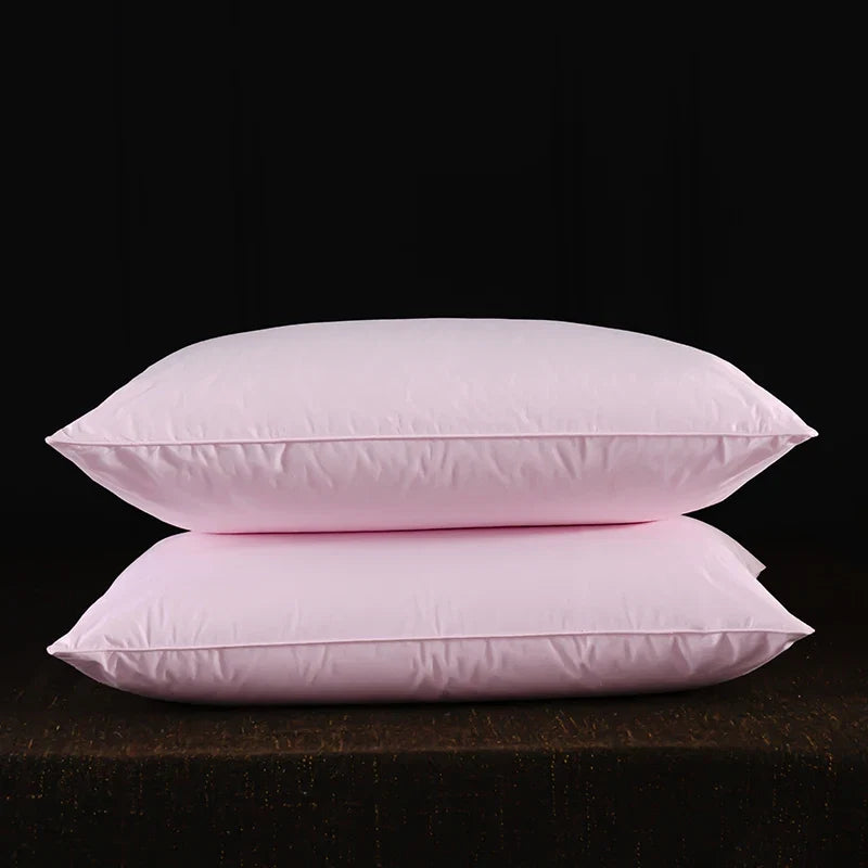 2pcs White Goose Down Feather Pillow for Sleeping Soft Bed Pillow with 100% Cotton Shell Standard Queen Size Back, Side Sleeper