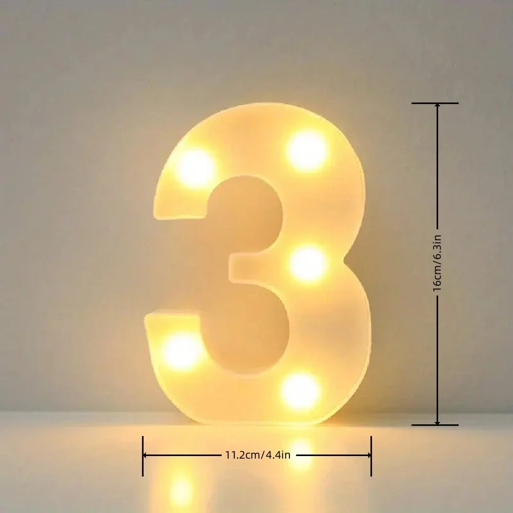 1PC LED Alphabet&Number Lights For Home,Wedding,Proposal,Birthday,Party,Photo Prop, Battery Powered White Decorative Night Light