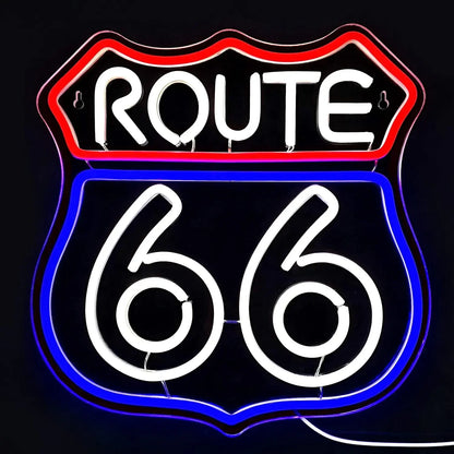 Route 66 Neon Signs LED Light Signs Bedroom Walls Decorated with Blue Neon Games Room Walls Signs Party Lights Club Neon