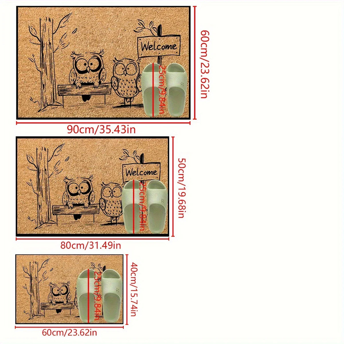 VIKAMA Fun Owl Welcome Floor Mat, Suitable For Entrance And Bathroom Areas, Non-Slip And Dirt-Resistant, Home Decoration Carpet
