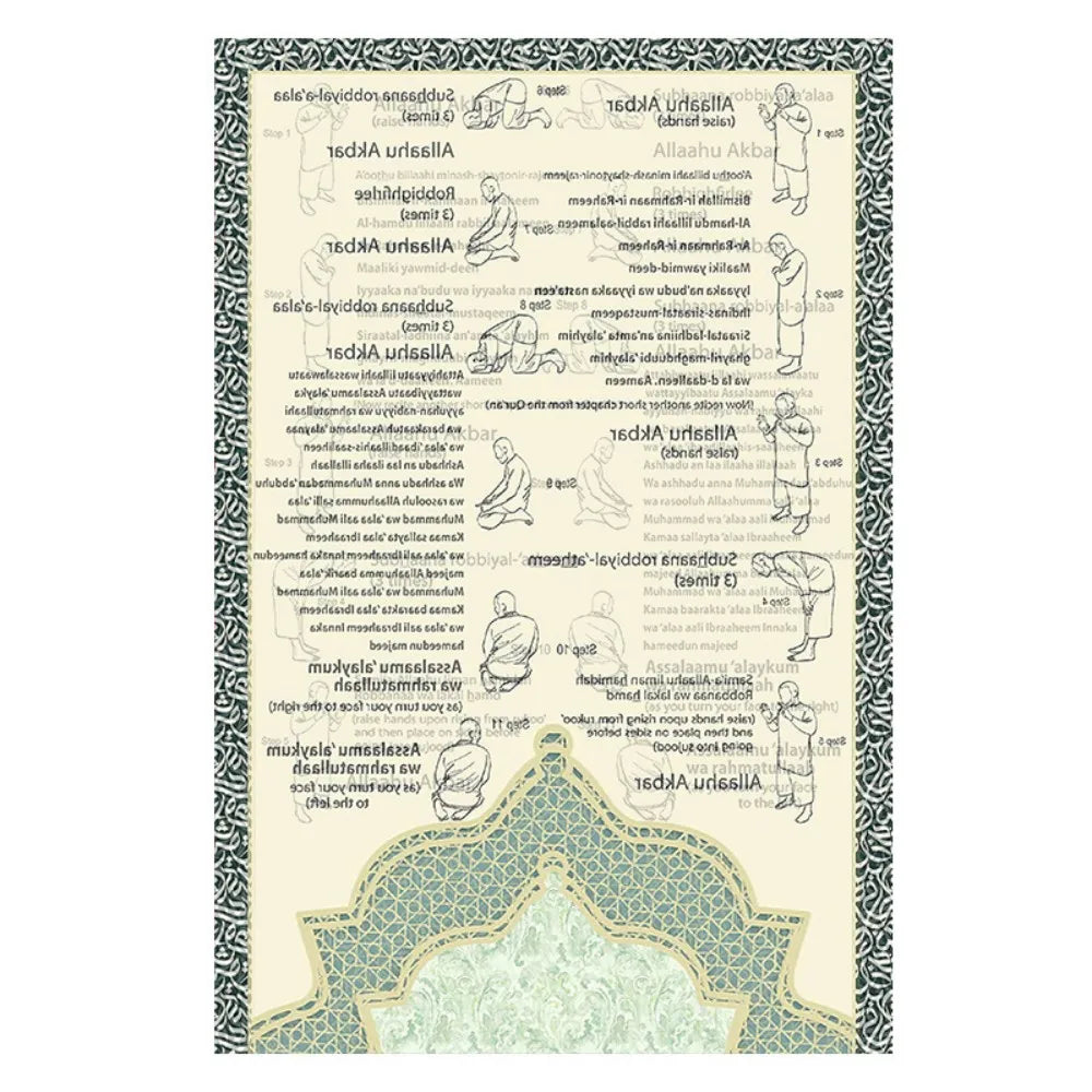 VIKAMA Classic Mosque Print Islamic Prayer Mat, Foldable Travel Muslim Rug, Washable Lightweight Janamaz for Eid Ramadan Gifts