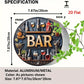 2D Flat, 1pc Vintage Metal Bar Sign - Elegant Wine & Glasses Design, Retro Aluminum Round Wall Art for Bars, Cafes, Beach Houses
