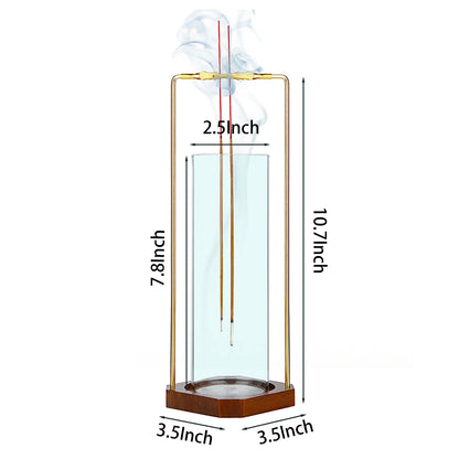 Glass Incense Holder for Dual Sticks Anti-Ash Flying Incense Burne with Ash Catcher Incense Stick Holder for Yoga Meditation Spa