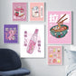 Japanese Kawaii Cuisine Poster Ramen Drink Milk Canvas Painting Wall Picture Soda Water Vapor Wave Print Restaurant Decoration