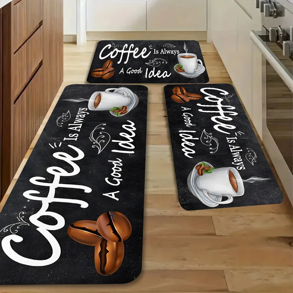 Coffee Time Quote Carpet Mat Rug Kitchen Floor Runner Home Decoration Living Room Dining Room Entrance Indoor Non Slip Design