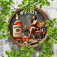 1pc Vintage Whiskey-Themed Round Metal Sign - Female Whiskey Lady & James Bond-Inspired Logo Design, Scotch & Bourbon Art